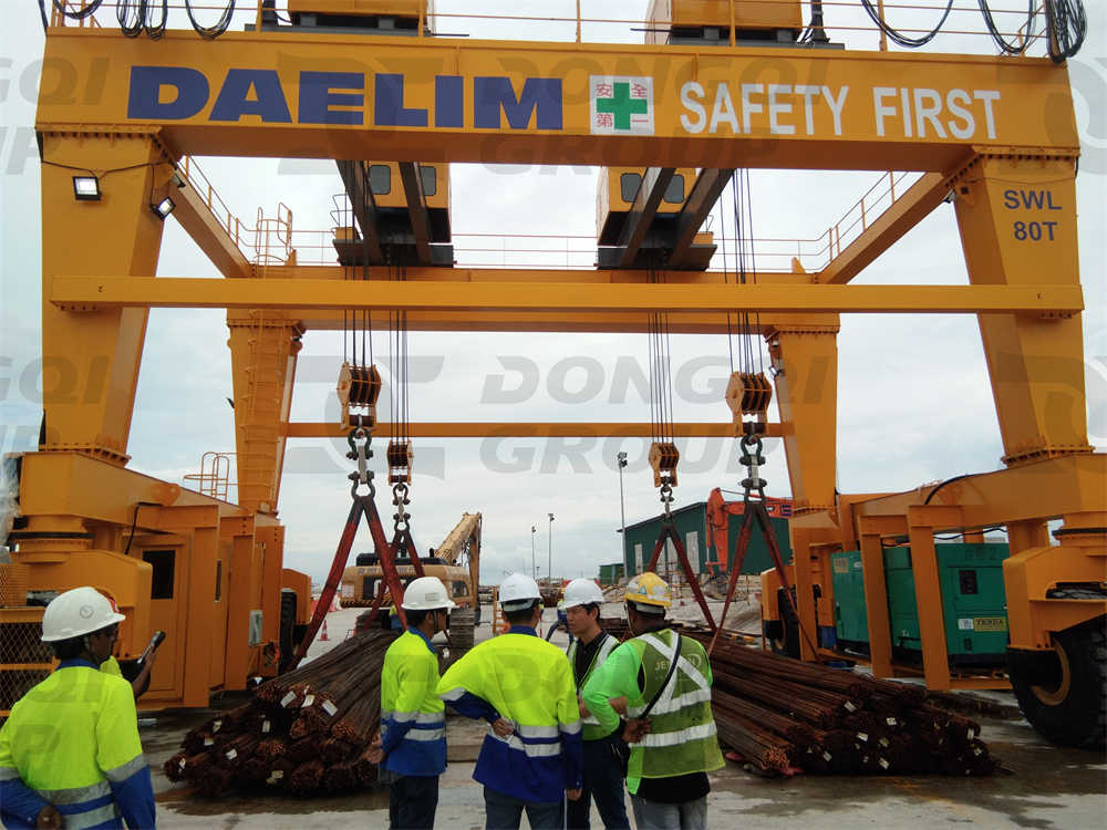 100-ton rubber tire gantry crane designed, manufactured and installed for automobile factory