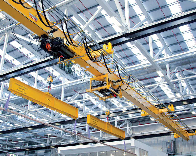 How bridge cranes work in an aircraft wing manufacturing plant